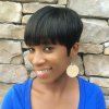 Noble Court Hétéro Real Natural Hair Plein Bang capless perruque pour les femmes - Noir Profond 