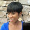 Noble Court Hétéro Real Natural Hair Plein Bang capless perruque pour les femmes - Noir 