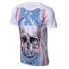 T-shirt d'impression de Crâne de Drapeau Américain - Blanc 2XL