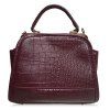 Retro Stone Pattern and PU Leather Design Women's Tote Bag - Rouge Marron 