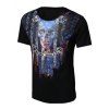T-Shirt Skull and Feather Imprimer col rond manches courtes hommes s ' - Noir XL