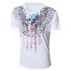 T-Shirt Skull and Feather Imprimer col rond manches courtes hommes s ' - Blanc 2XL