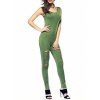 Élégant Pure Color Ripped Cut Out Skinny Jumpsuit - Pois Verts XL