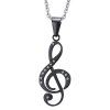 Chic Hollow Out Rhinestone Black Music Note Pendant Necklace For Men - Noir 