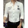 Lettre Simple Print Turn-Down Collar manches longues pour les hommes - Blanc M