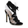 Sandales Élégantes Design Transparent et Lacets pour Femmes - Noir 39