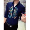 Chic Totem design col rabattu manches longues Chemise cintrée pour les hommes - Bleu Violet M