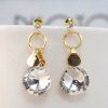 Pair of Trendy Gold Plated Rhinestone Drop Earrings For Women - Gris argenté 