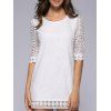 Évider See-Through Pure Color Crochet Dress - Blanc 2XL