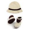 Hot Sale Crochet Chapeau de cowboy et bottes Photographie Vêtements pour bébé - Blanc Cassé 