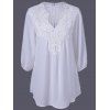 Blouse Oversize  en Crochet Superposition Col Tunisien - Blanc 2XL