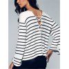 Lace-Up Retour Pull à rayures - Blanc ONE SIZE