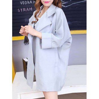 

Loose Long Sleeve Trench Coat, Light blue