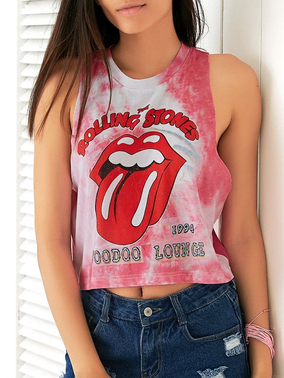 Motif Rose Chic Lettre Jewel Neck Débardeur pour les femmes - Rose S