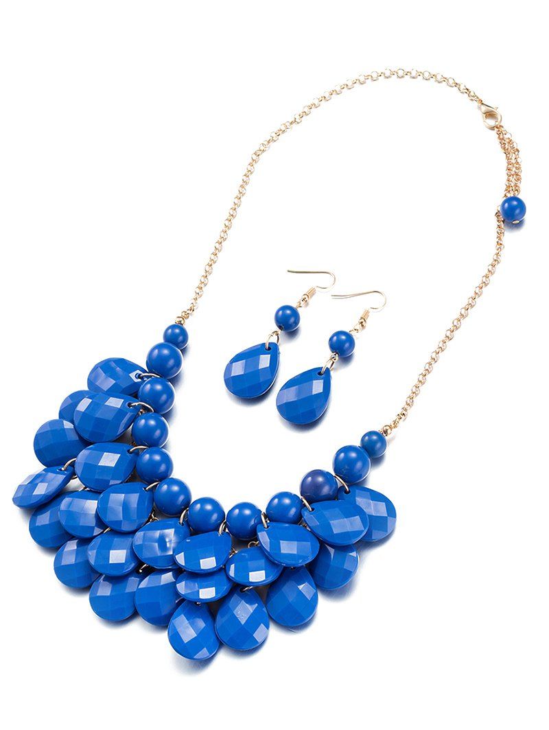 

Water Drop Statement Necklace and Earrings, Sapphire blue
