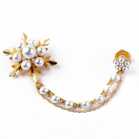 Broche Tassel Delicate Faux Perle Floral plaqué or pour les femmes - d'or 