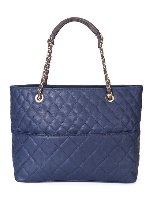 Stitches et chaînes à carreaux style sac fourre-tout s 'Design Femmes - Bleu Saphir 