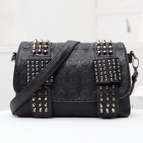 

Fashionable Black and Skull Pattern Design Women's Shoulder Bag