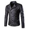 Zippered Solid Color snap boutonné manches longues hommes d  'Faux Leather Jacket - Noir 3XL