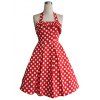 Vintage Halter Flounce bowknot Retour Cut Out Polka Dot vestimentaire pour les femmes - Rouge 2XL