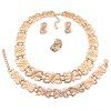 A Suit of Gorgeous Rhinestone Note Necklace Bracelet Ring and Earrings For Women - d'or 