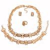 A Suit of Gorgeous Hollowed Fret Necklace Bracelet Ring and Earrings For Women - d'or 