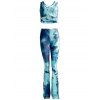 Tank Top Chic Tie Dye et pantalon taille haute Set pour les femmes - Bleu 3XL
