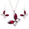 A Suit of Vintage Faux Gem Butterfly Necklace and Earrings For Women - Rouge 