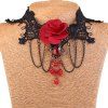Fleur Vintage Fringe Dentelle Collier Choker pour les femmes - Rouge et Noir 