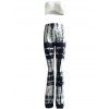 Plissé élégant Tube Top et taille haute Pantalon Costume Pour Femmes - Blanc et Noir 3XL