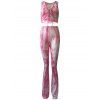 Lace Casual Tank Top Up and Tie Dye Pants Set pour les femmes - Rose Clair 3XL