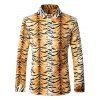 Fashion Turn-Down Collar Tiger Print Long Sleeves Shirt For Men - Imprimé Tigre 5XL