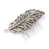 Stunning Cut Out Rhinestone Feather Silver Plated Hair Comb For Women - Argent 