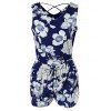 Rural Wind Strappy Top and Floral Shorts Twinset - Bleu profond ONE SIZE