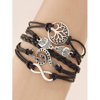 Music Notation Life Tree Owl Braided Bracelet