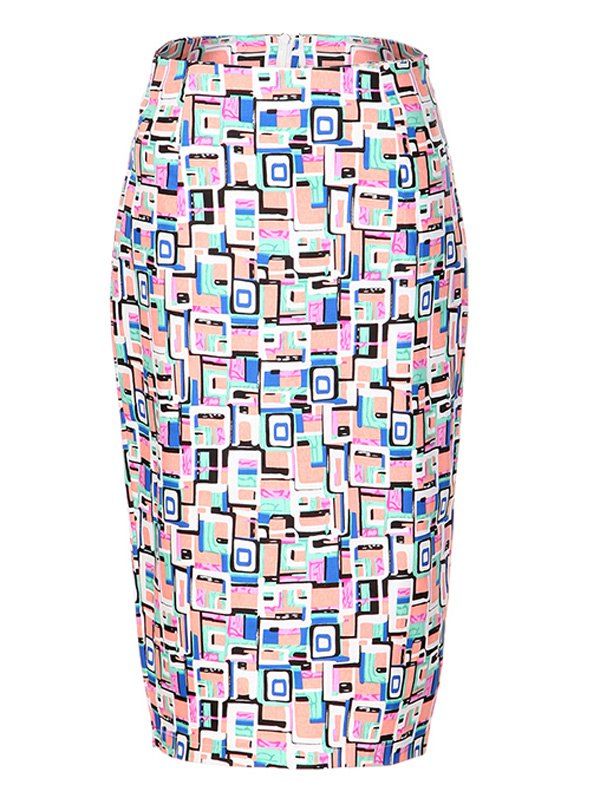 

OL High Waist Hit Color Bodycon Skirt For Women, Colormix