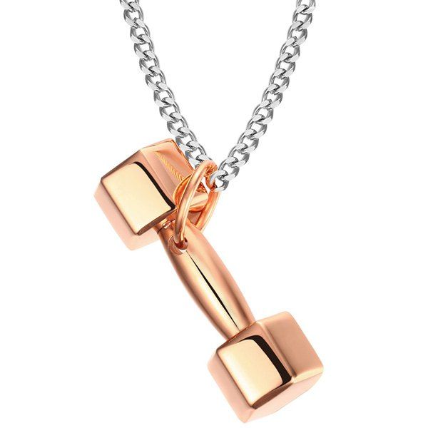 

Gold Plated Dumbbell Pendant, Rose gold