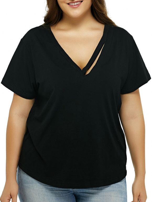 Plus Size Cut Out T-shirt noir - Noir 5XL