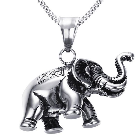 Unic Silver Elephant Shape Pendant  For Men - Argent 