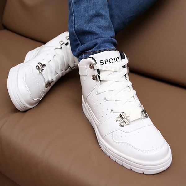 

Stylish Tie Up and Breathable Design Men's Casual Shoes, White