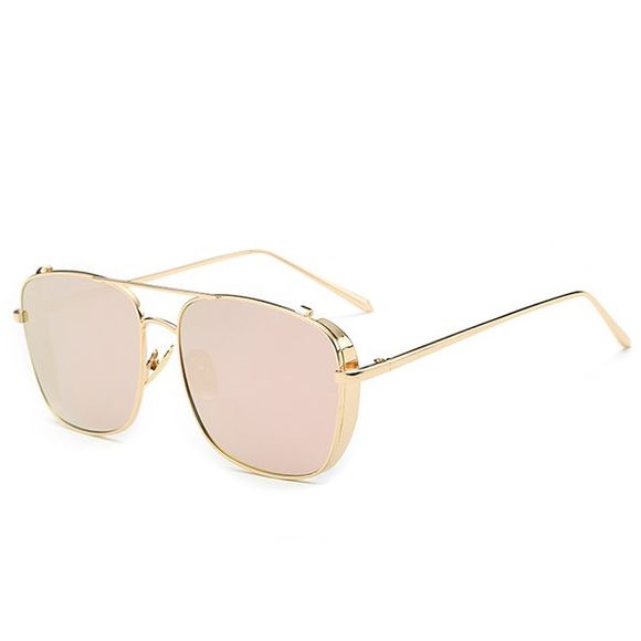 Style rétro métal Pink Frame Mirrored Lunettes de soleil pour les femmes - Rose 