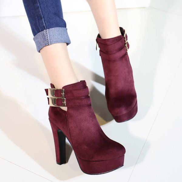 Red Wine Ankle Boots Flash Sales, 60 
