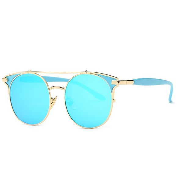 Mode Crossbar Cat Eye Mirrored Lunettes de soleil pour les femmes - Bleu 