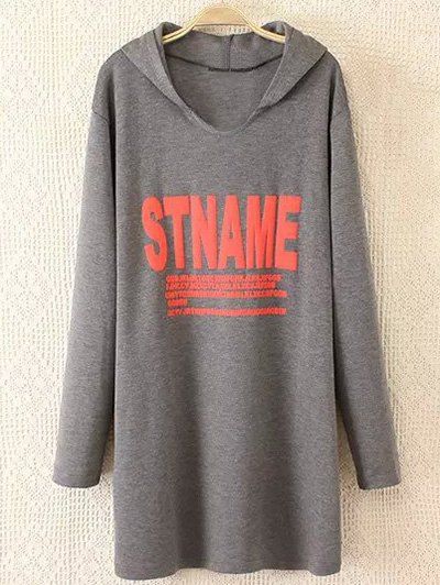 

Plus Size Casual Letter Print Hoodie, Gray