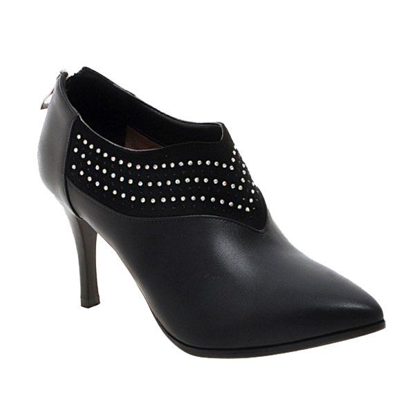 

Fashionable Splicing and Rhinestones Design Women's Ankle Boots, Black
