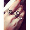 Style Punk Gravé strass Hexagon Geometric Ring Set pour les femmes - Blanc 