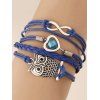 Bracelet Tressé à Coeur et Hibou - Bleu 