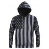 Black and Gray Flag Print Camo Spliced Long Sleeves Hoodie For Men - Noir et Gris 3XL