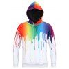 Nouveau Look Sweatshirt à Capuche à Manches Longues Imprimé Éclaboussure de Peinture pour Hommes - Blanc M
