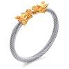 Superbe Silvery Twisted Gold Dragon Symétrie Bracelet pour les hommes - Argent et Or 